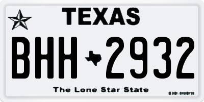 TX license plate BHH2932