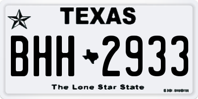 TX license plate BHH2933