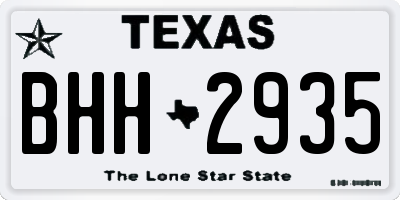 TX license plate BHH2935