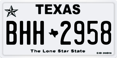 TX license plate BHH2958