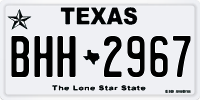 TX license plate BHH2967