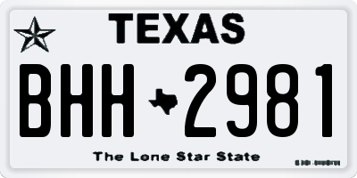 TX license plate BHH2981