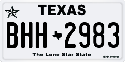 TX license plate BHH2983