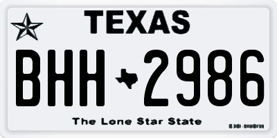 TX license plate BHH2986