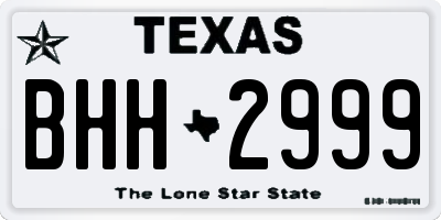 TX license plate BHH2999