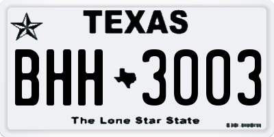 TX license plate BHH3003