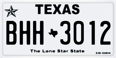 TX license plate BHH3012
