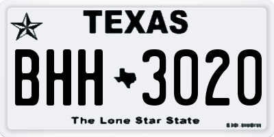 TX license plate BHH3020