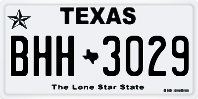 TX license plate BHH3029