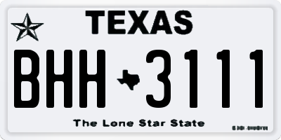 TX license plate BHH3111