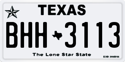 TX license plate BHH3113