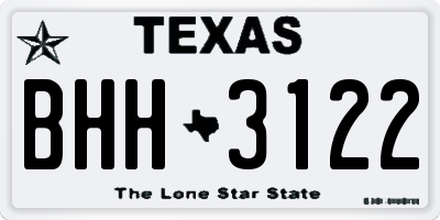 TX license plate BHH3122