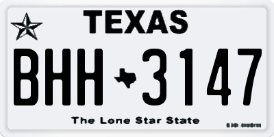TX license plate BHH3147