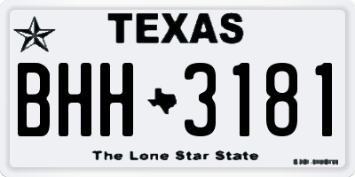 TX license plate BHH3181