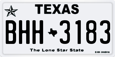 TX license plate BHH3183
