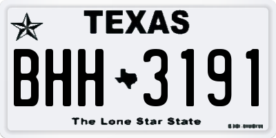 TX license plate BHH3191