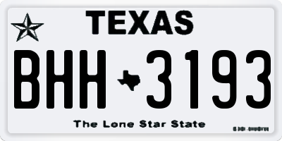 TX license plate BHH3193