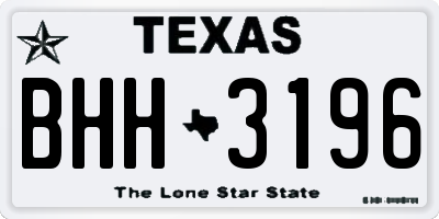 TX license plate BHH3196