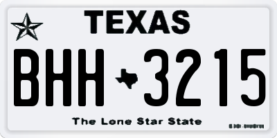 TX license plate BHH3215