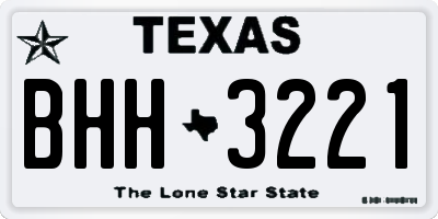 TX license plate BHH3221