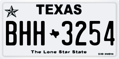 TX license plate BHH3254