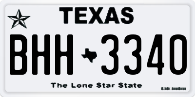 TX license plate BHH3340