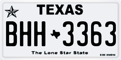 TX license plate BHH3363