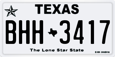 TX license plate BHH3417