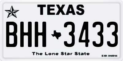 TX license plate BHH3433
