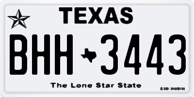 TX license plate BHH3443