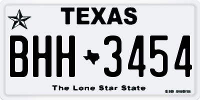 TX license plate BHH3454