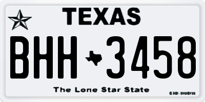 TX license plate BHH3458
