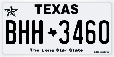TX license plate BHH3460