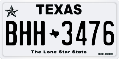 TX license plate BHH3476