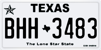 TX license plate BHH3483