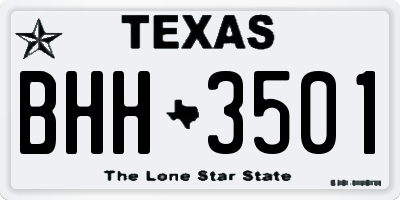 TX license plate BHH3501
