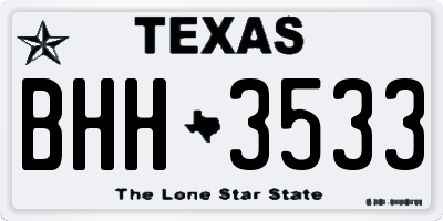 TX license plate BHH3533