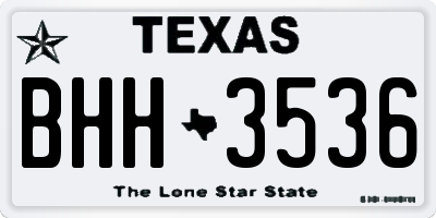 TX license plate BHH3536