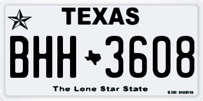 TX license plate BHH3608