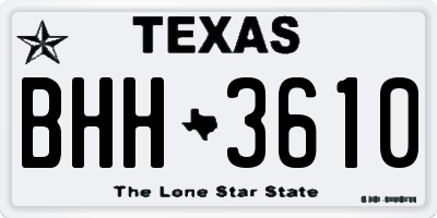 TX license plate BHH3610