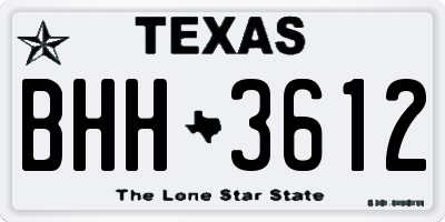 TX license plate BHH3612