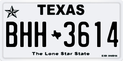 TX license plate BHH3614
