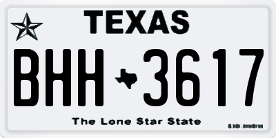 TX license plate BHH3617