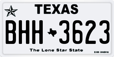 TX license plate BHH3623