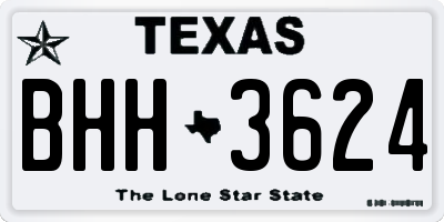TX license plate BHH3624