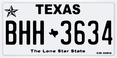 TX license plate BHH3634