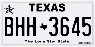 TX license plate BHH3645