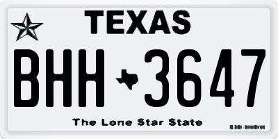 TX license plate BHH3647