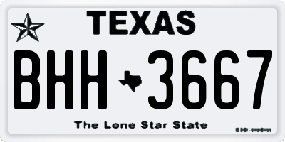 TX license plate BHH3667