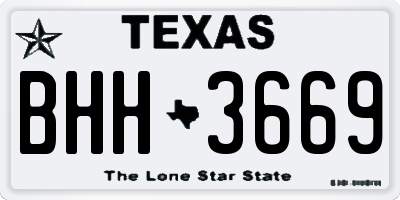 TX license plate BHH3669